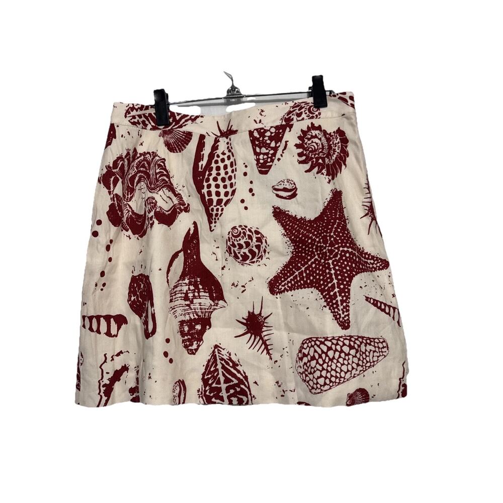 Rebecca Taylor Seashells Sea Shore Skirt Linen Blend A-Line Mini SZ 10 NWOT